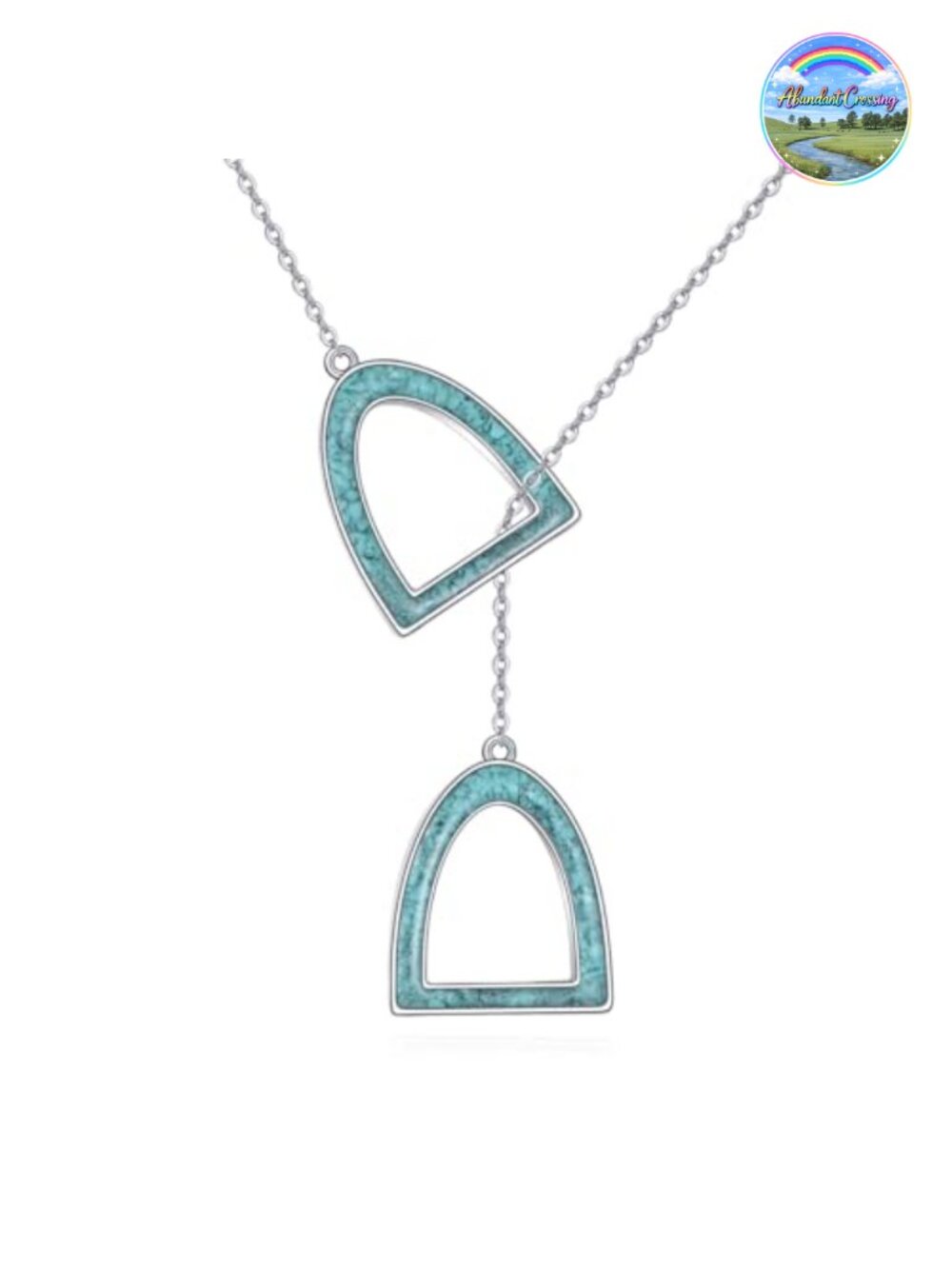 Horse Stirrup Lariat Y Necklace 925 Sterling Silver Turquoise Pendant Jewelry